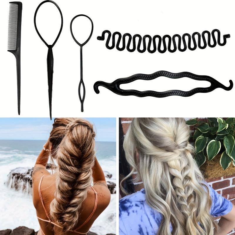 5pcs Hair Braiding Tools Set Styling Accessories DIY Curly Hair Styler Comb Bun