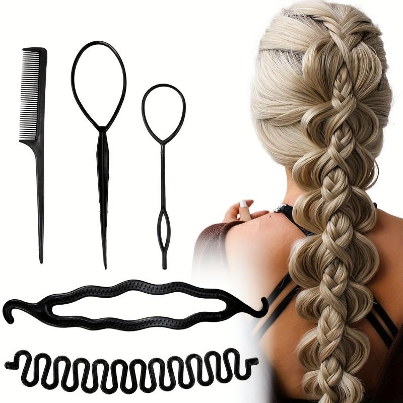 5pcs Hair Braiding Tools Set Styling Accessories DIY Curly Hair Styler Comb Bun