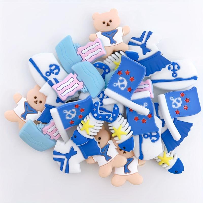 24pcs Navy Series Cartoon Shoe Charm PVC Soft Rubber Shoe Buckle DIY Accessories