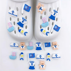 24pcs Navy Series Cartoon Shoe Charm PVC Soft Rubber Shoe Buckle DIY Accessories