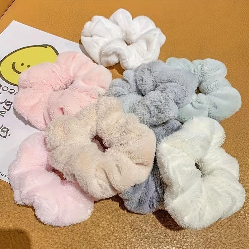 Soft Rabbit Hair Scrunchie Warm Furry Hair Rope Accessory