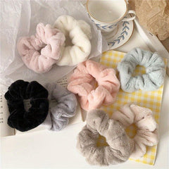 Soft Rabbit Hair Scrunchie Warm Furry Hair Rope Accessory