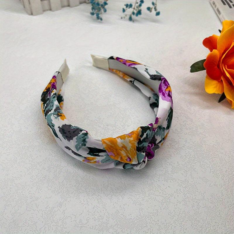Flower Pattern Headband Wide Brim Hair Band For Women