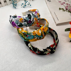 Flower Pattern Headband Wide Brim Hair Band For Women