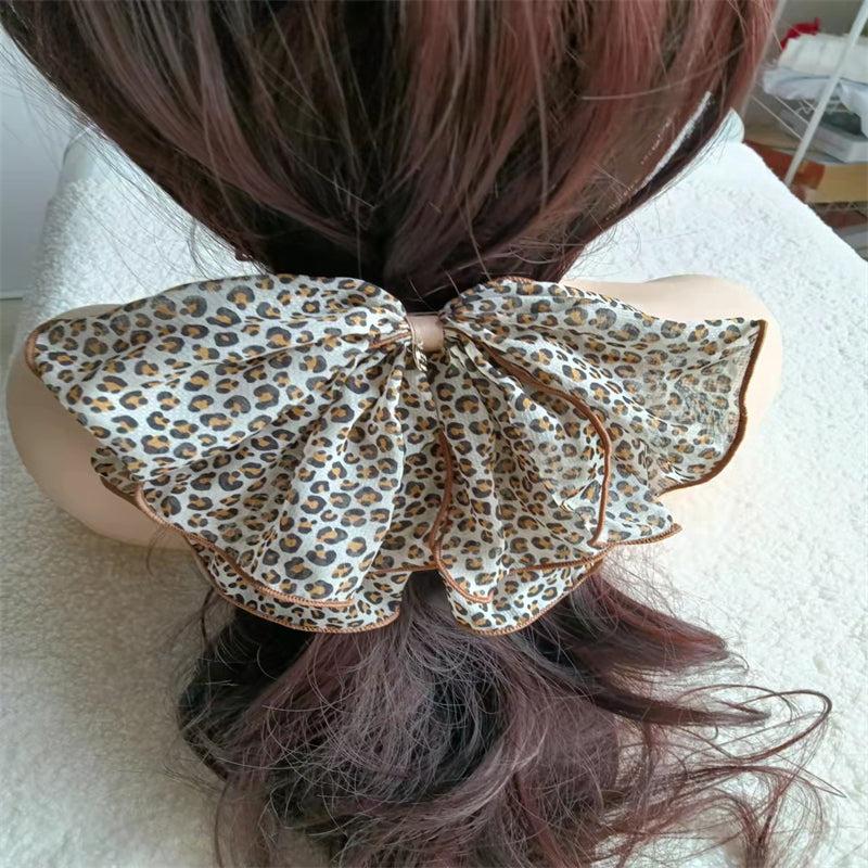 Leopard Print Bow Hair Clip Vintage Hair Accessories