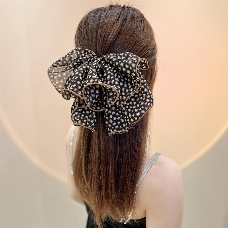Leopard Print Bow Hair Clip Vintage Hair Accessories