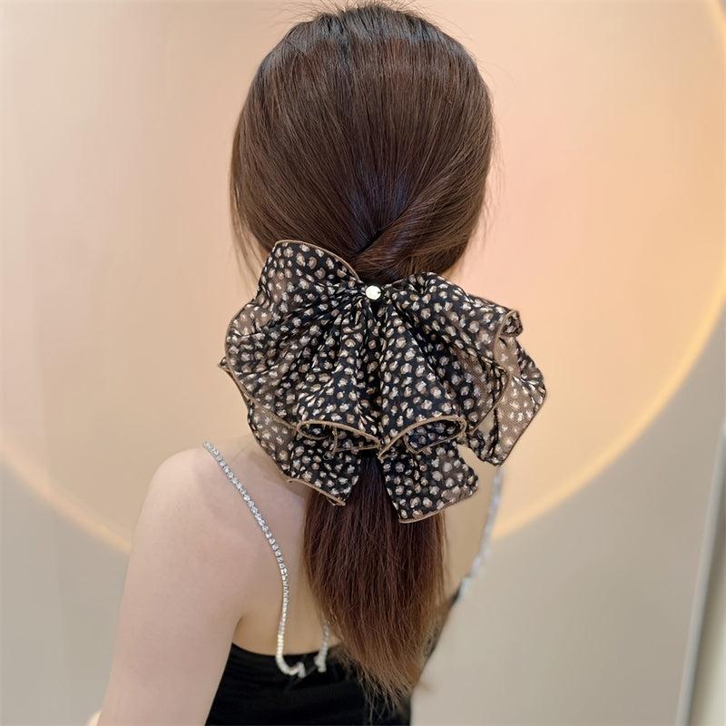 Leopard Print Bow Hair Clip Vintage Hair Accessories