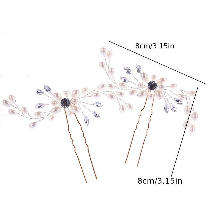 2pcs Pearl Crystal Hairpin Bridal Wedding Party Favor Decorations
