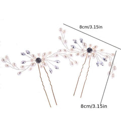 2pcs Pearl Crystal Hairpin Bridal Wedding Party Favor Decorations