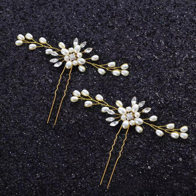 2pcs Pearl Crystal Hairpin Bridal Wedding Party Favor Decorations