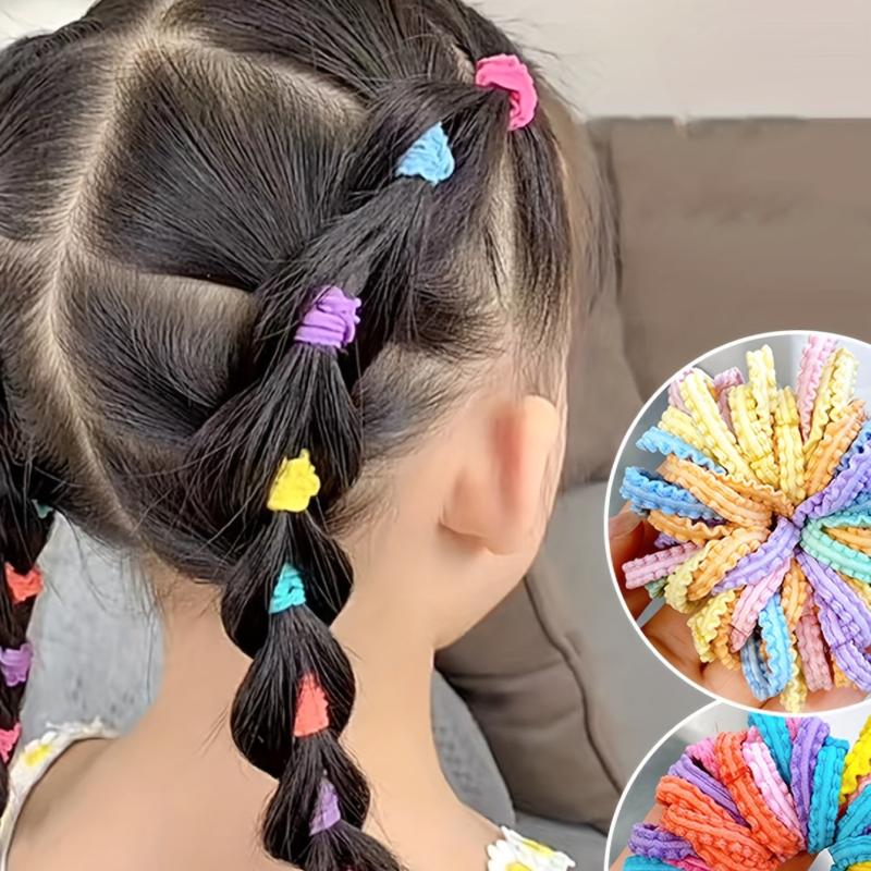 50pcs Baby Girls Ruffled Hair Tie Candy Hair Rope Ponytail Holder