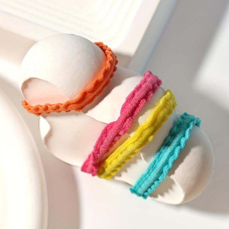 50pcs Baby Girls Ruffled Hair Tie Candy Hair Rope Ponytail Holder