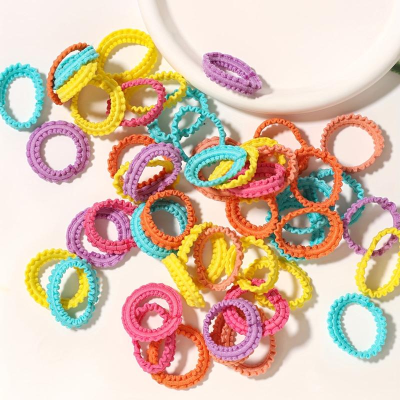 50pcs Baby Girls Ruffled Hair Tie Candy Hair Rope Ponytail Holder