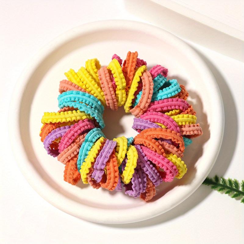 50pcs Baby Girls Ruffled Hair Tie Candy Hair Rope Ponytail Holder