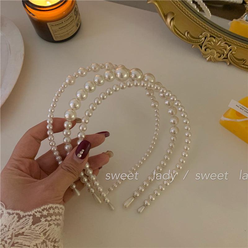 Faux Pearl Decor Headband Retro Style Hair Accessory Lady Women Girls