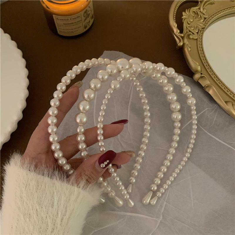 Faux Pearl Decor Headband Retro Style Hair Accessory Lady Women Girls