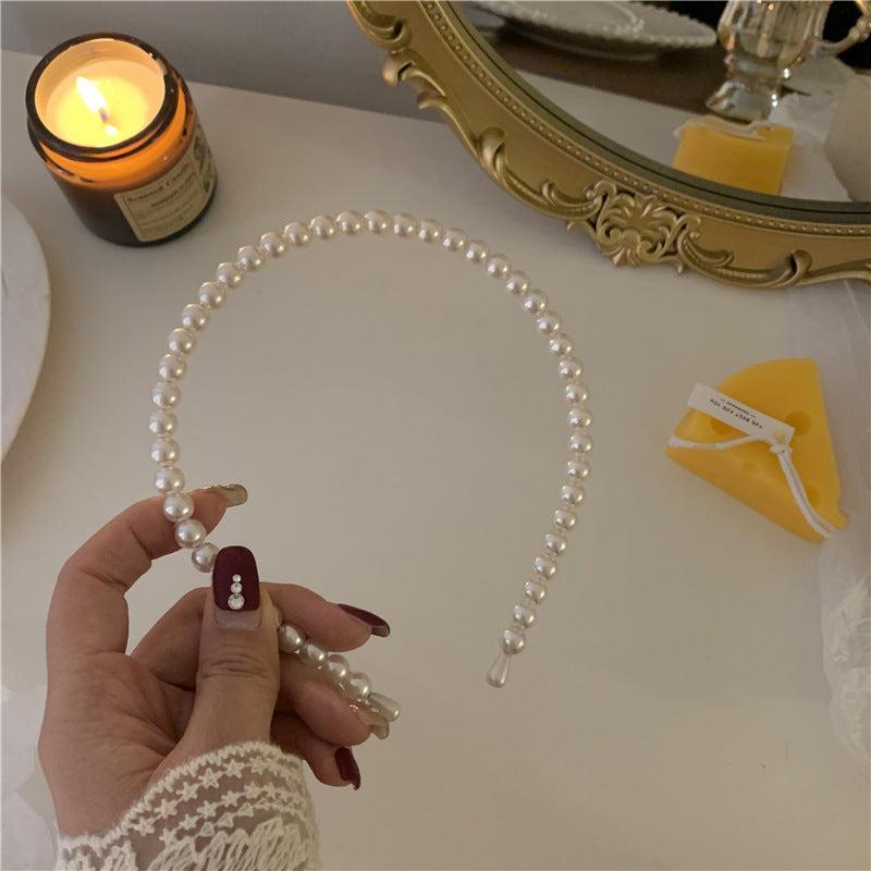 Faux Pearl Decor Headband Retro Style Hair Accessory Lady Women Girls