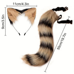 Fox Ears Headband And Tail Halloween Cosplay Accessories
