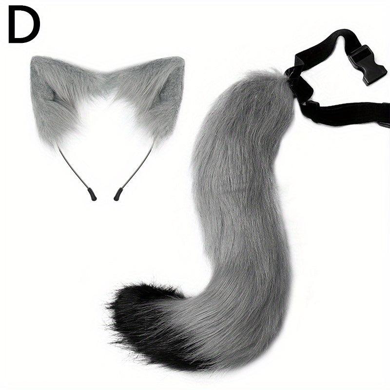 Fox Ears Headband And Tail Halloween Cosplay Accessories