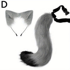 Fox Ears Headband And Tail Halloween Cosplay Accessories