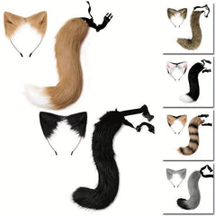 Fox Ears Headband And Tail Halloween Cosplay Accessories