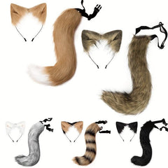 Fox Ears Headband And Tail Halloween Cosplay Accessories