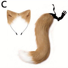 Fox Ears Headband And Tail Halloween Cosplay Accessories