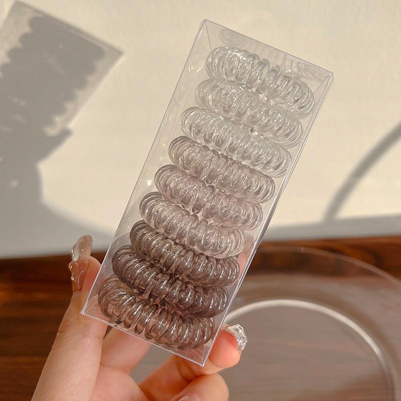 Transparent Spiral Hair Tie Elastic Coil Hair Ring No Crease Ponytail Holder