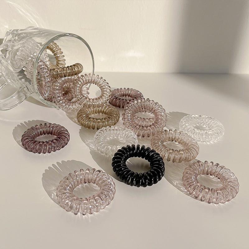 Transparent Spiral Hair Tie Elastic Coil Hair Ring No Crease Ponytail Holder
