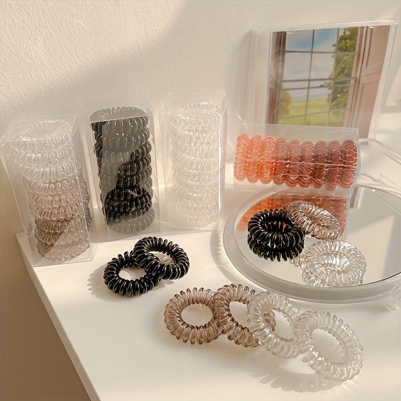 Transparent Spiral Hair Tie Elastic Coil Hair Ring No Crease Ponytail Holder