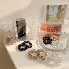 Transparent Spiral Hair Tie Elastic Coil Hair Ring No Crease Ponytail Holder
