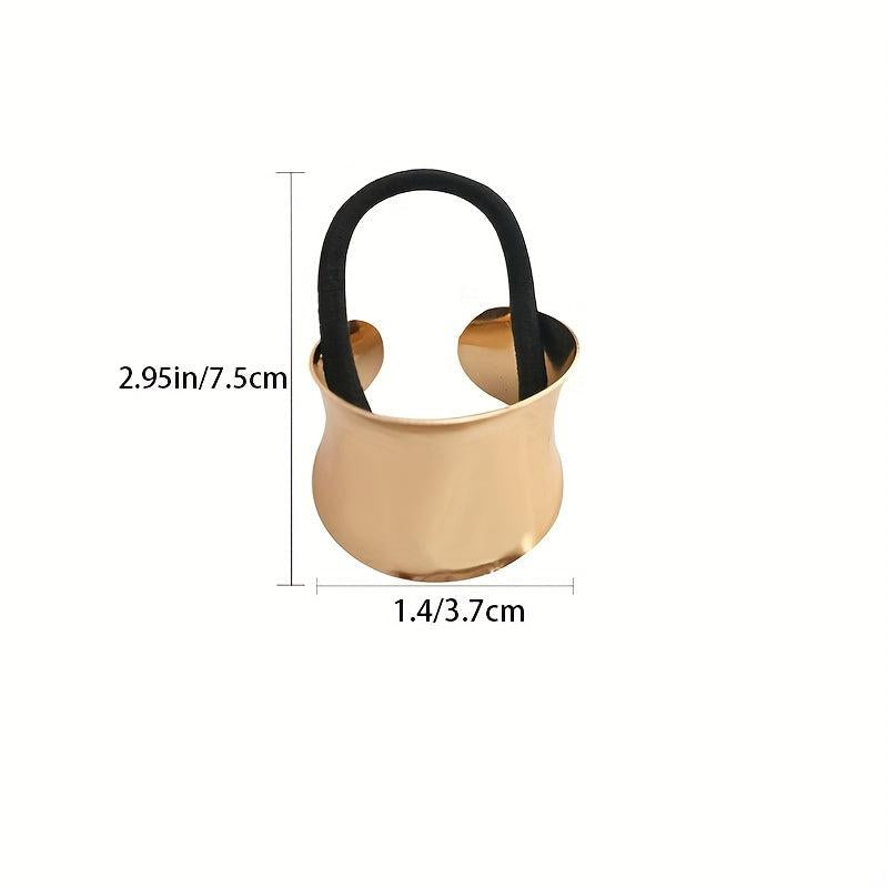 2PCS Metal Hair Tie Elastic Retro Style Hair Bands Women's Headdress