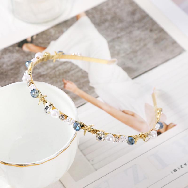 Faux Pearl Shell Star Headband Crystal Hair Hoop Hair Accessories