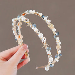 Faux Pearl Shell Star Headband Crystal Hair Hoop Hair Accessories