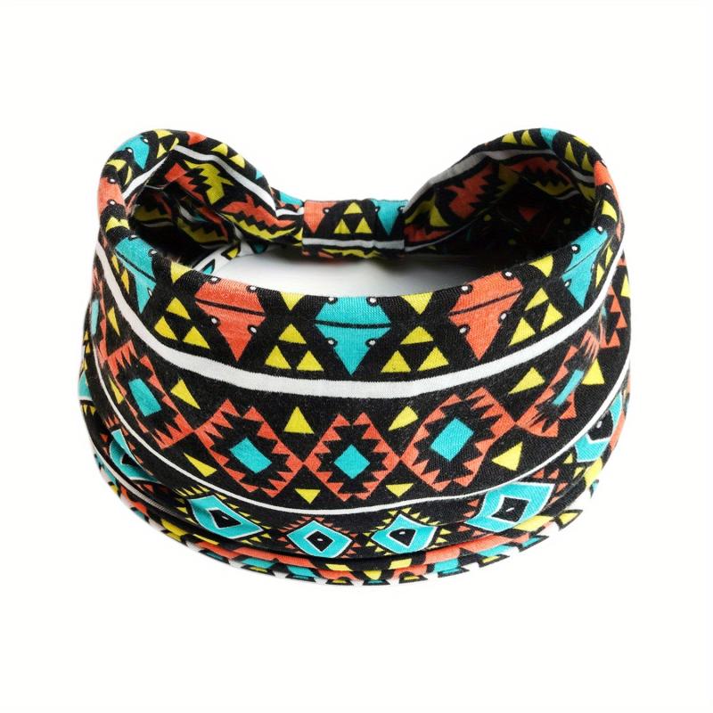 Boho Wide Headband Retro Pattern Elastic Band Hair Accessory