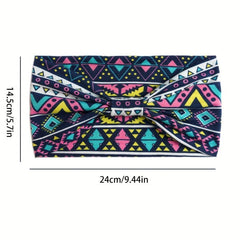 Boho Wide Headband Retro Pattern Elastic Band Hair Accessory