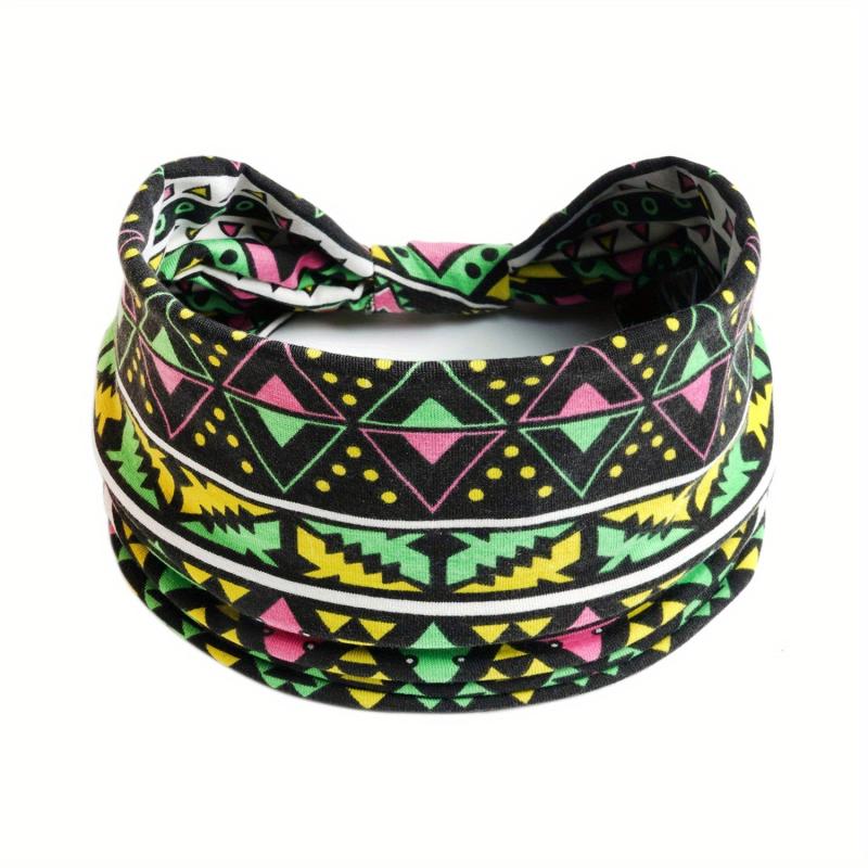 Boho Wide Headband Retro Pattern Elastic Band Hair Accessory