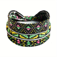 Boho Wide Headband Retro Pattern Elastic Band Hair Accessory
