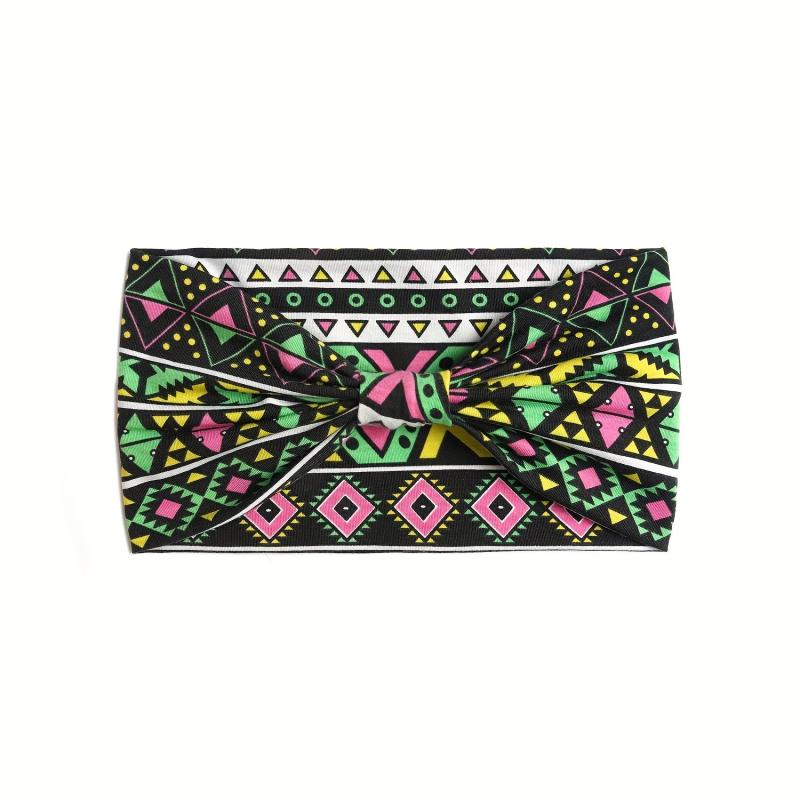 Boho Wide Headband Retro Pattern Elastic Band Hair Accessory