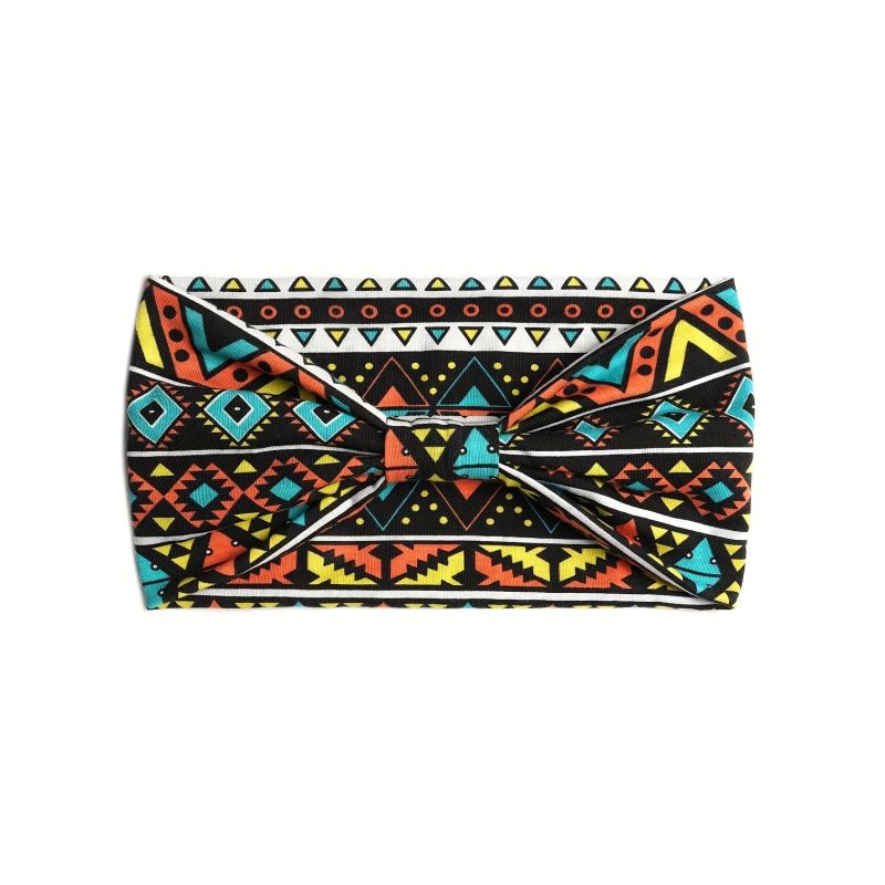 Boho Wide Headband Retro Pattern Elastic Band Hair Accessory