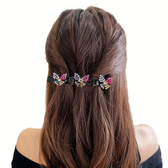 5pcs Butterfly Braided Hair Clips Crystal Side Clip Set