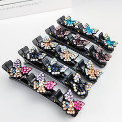 5pcs Butterfly Braided Hair Clips Crystal Side Clip Set
