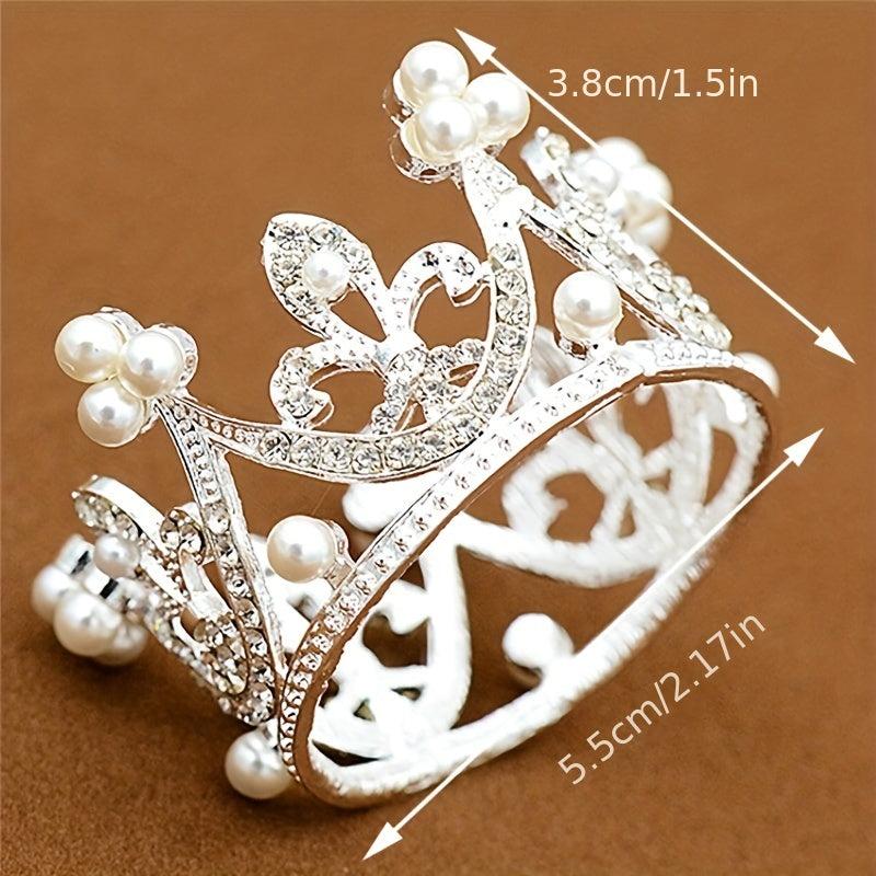 Bridal Crown Faux Pearl Princess Crystal Party Hair Accessory
