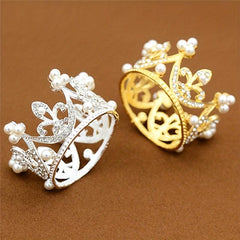 Bridal Crown Faux Pearl Princess Crystal Party Hair Accessory