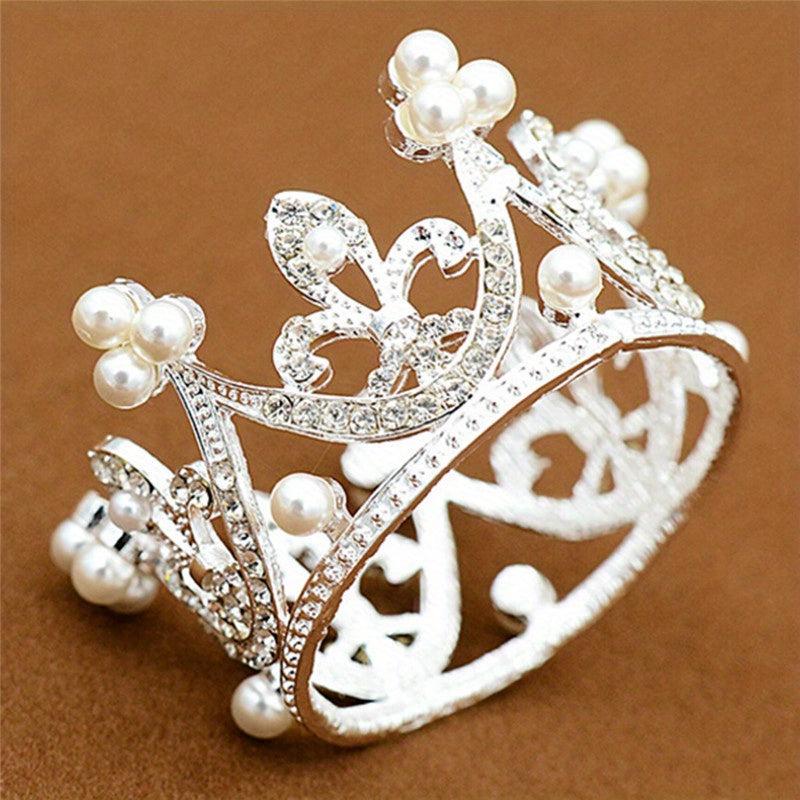 Bridal Crown Faux Pearl Princess Crystal Party Hair Accessory