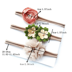 3pcs Flower Elastic Headband Set for Kids - Faux Pearl Rhinestone Head Hoop