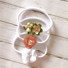 3pcs Flower Elastic Headband Set for Kids - Faux Pearl Rhinestone Head Hoop
