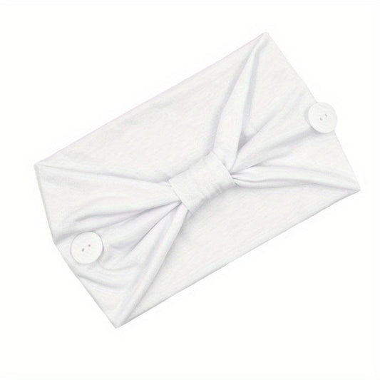 Solid Knotted Button Headband for Women