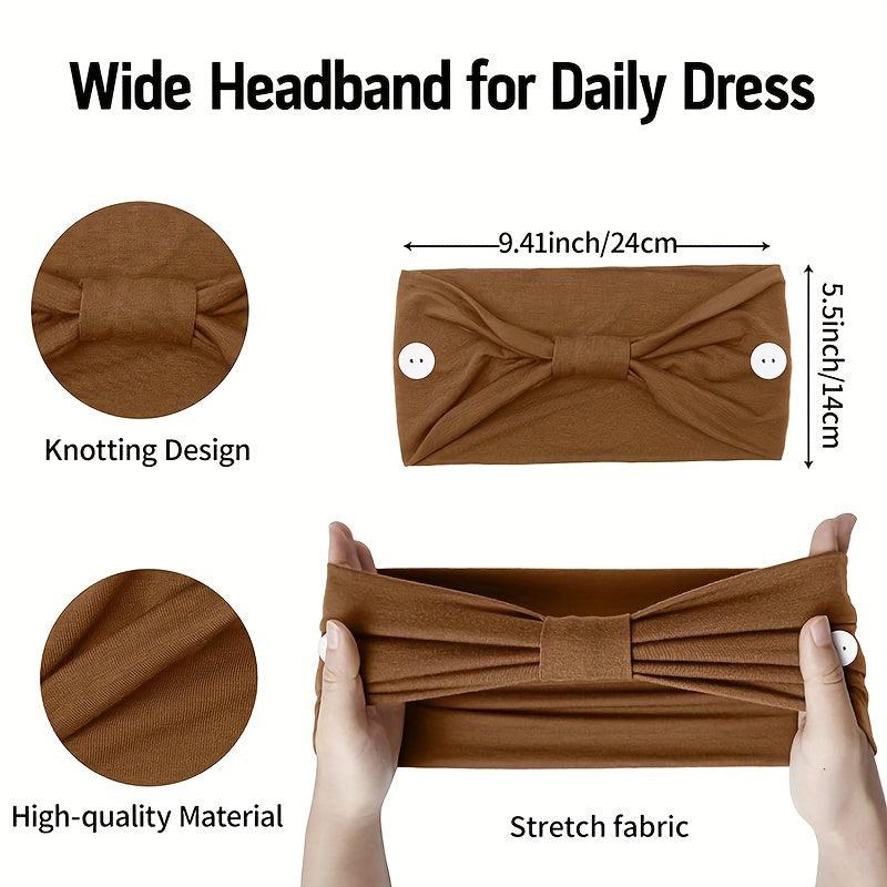 Solid Knotted Button Headband for Women