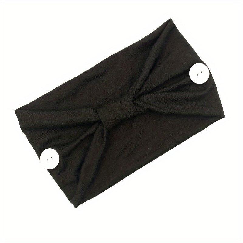 Solid Knotted Button Headband for Women